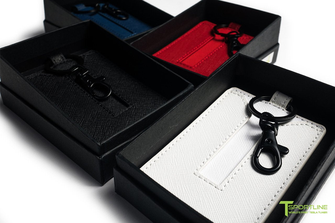 1EV Tesla Model X Long Range & Plaid Leather Key Card Holder (Set of 2)