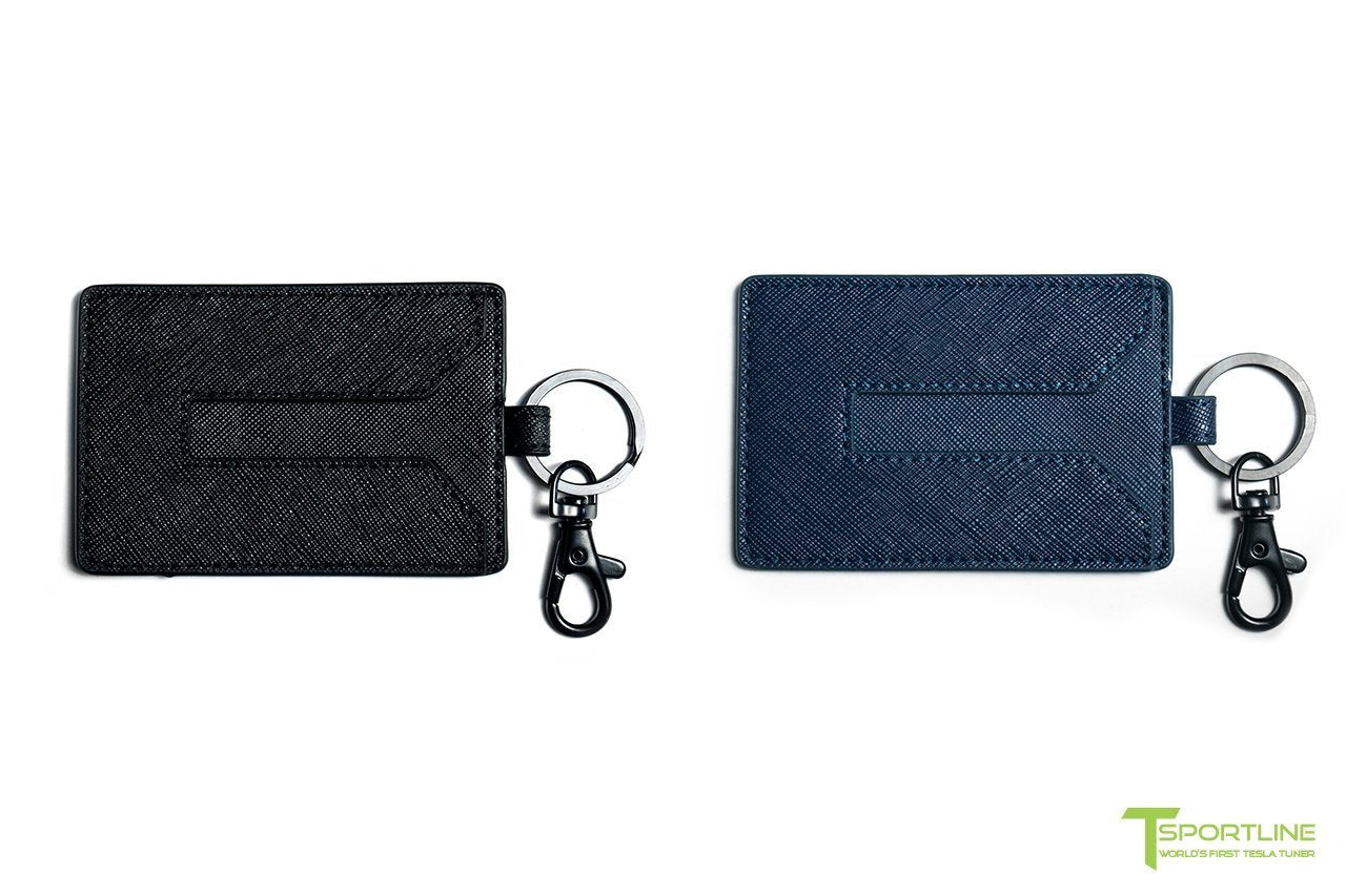 1EV Tesla Model X Long Range & Plaid Leather Key Card Holder (Set of 2)