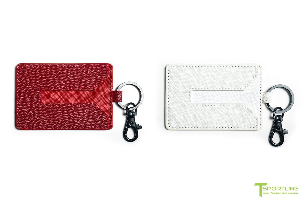 1EV Tesla Model X Long Range & Plaid Leather Key Card Holder (Set of 2)