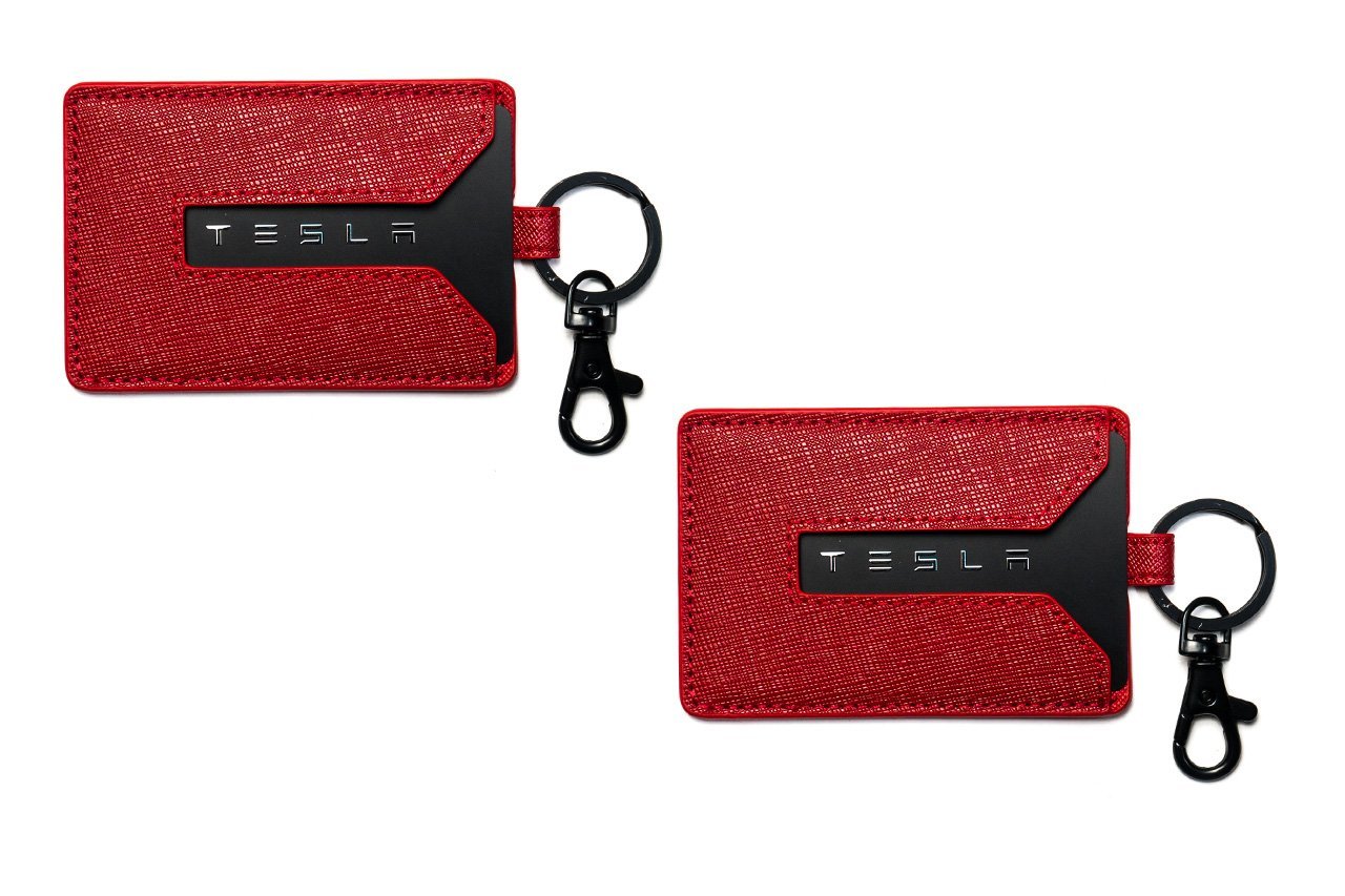 1EV Tesla Model 3 Leather Key Card Holder (Set of 2) Blue / Black