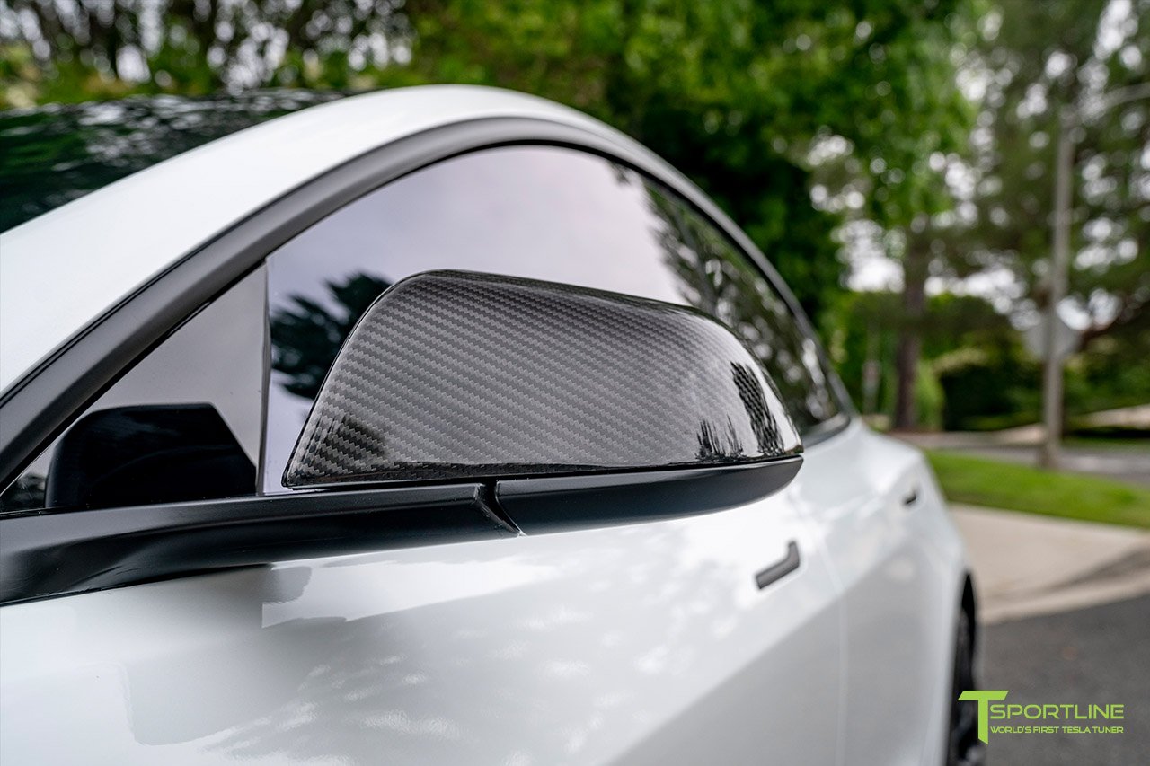 1EV Tesla Model 3 Carbon Fiber Side Mirror Caps (Set of 2)