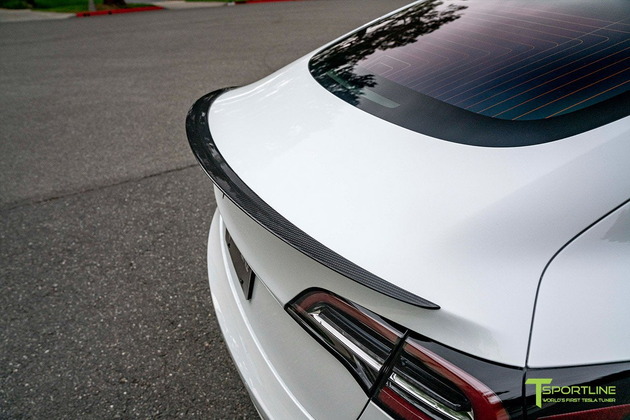 ThinSGO Tesla Model 3 Real Carbon Fiber Spoiler Model 3 Trunk Lip Spoiler  Exterior Rear Spoiler Kit for Tesla Model 3 2017-2022