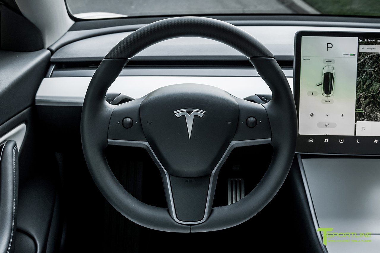 1EV Tesla Model 3 Matte Carbon Fiber Steering Wheel