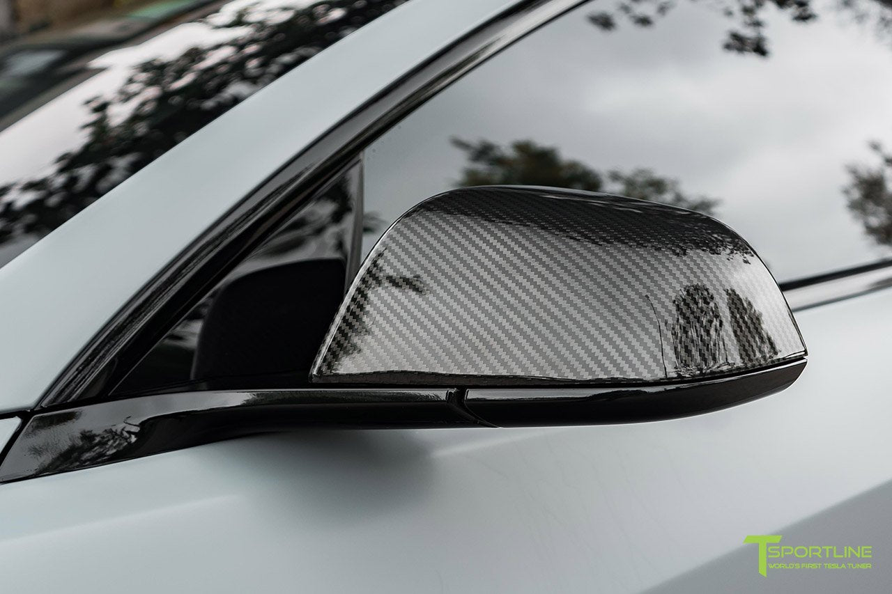1EV Tesla Model 3 Carbon Fiber Side Mirror Caps (Set of 2)