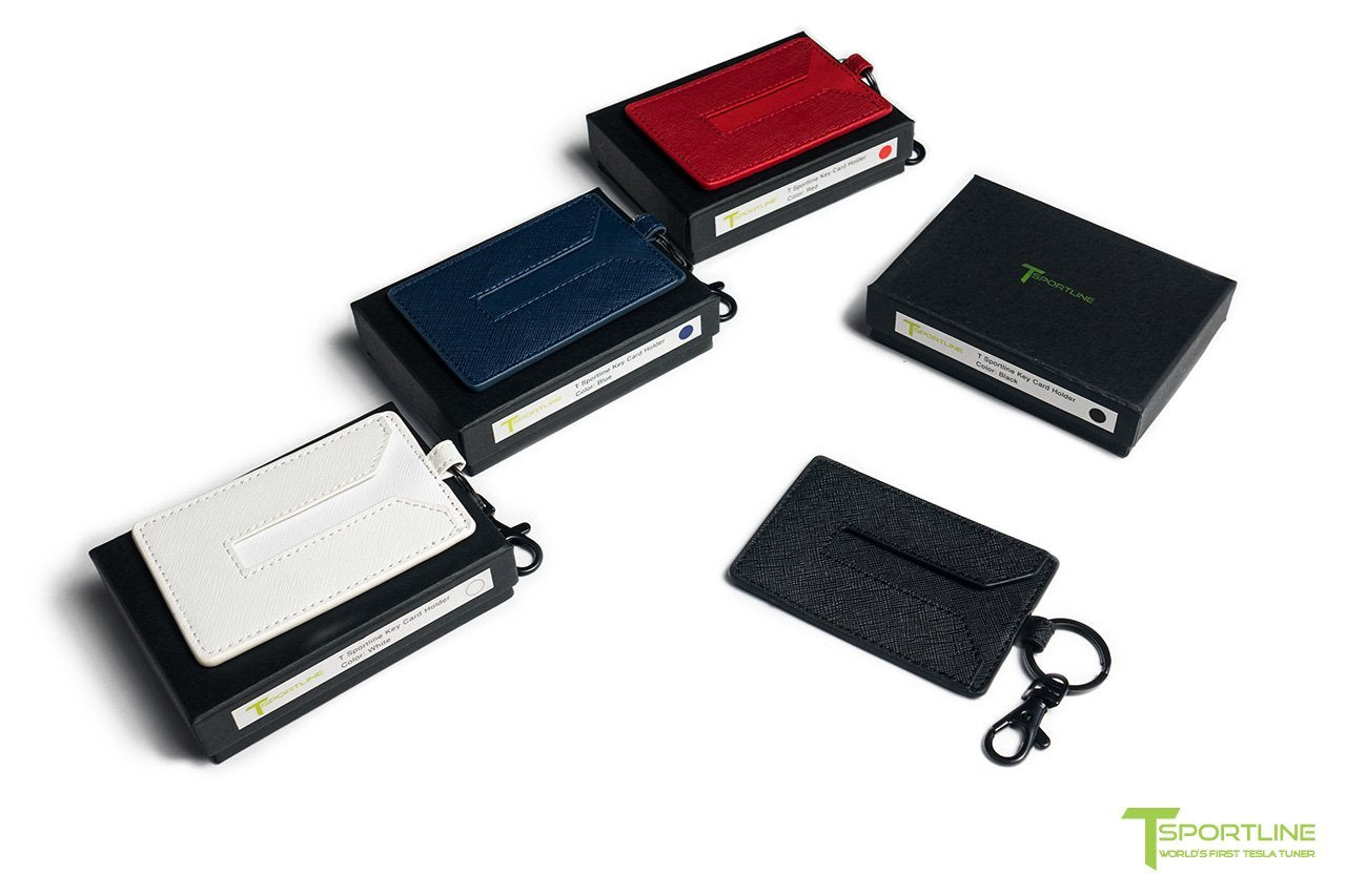 1EV Tesla Model S Long Range & Plaid Leather Key Card Holder (Set of 2)