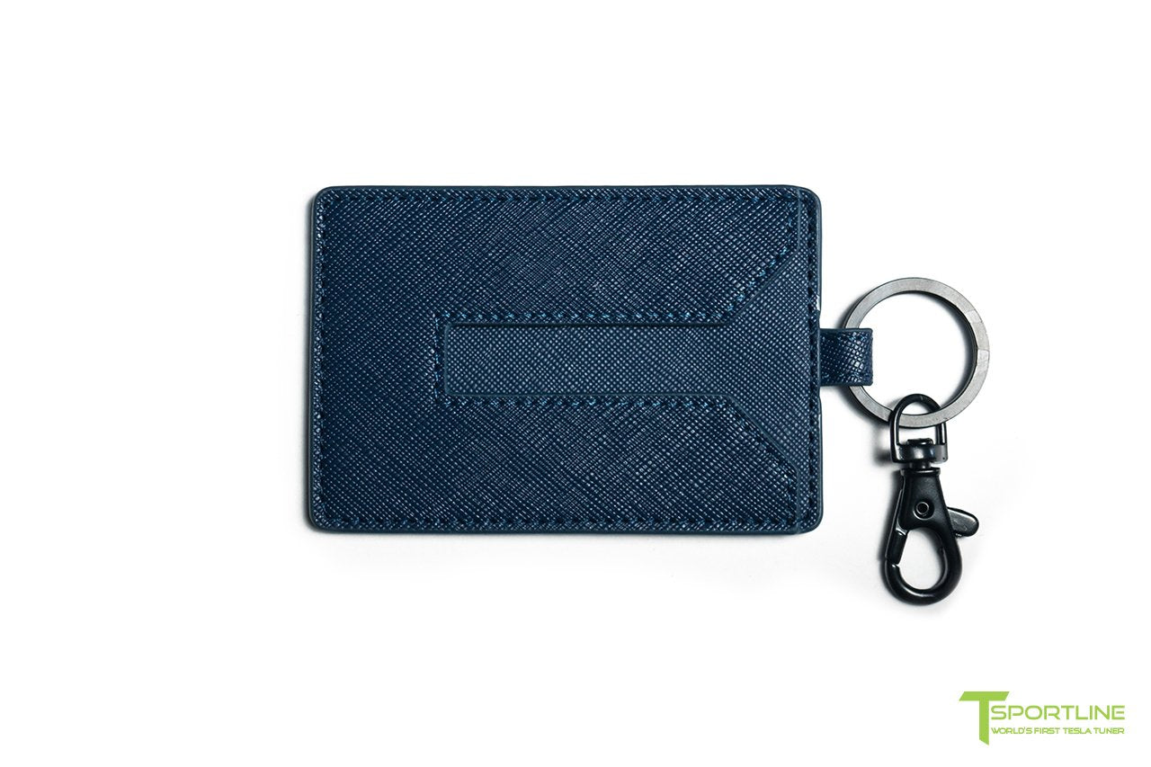 1EV Tesla Model Y Leather Key Card Holder Blue