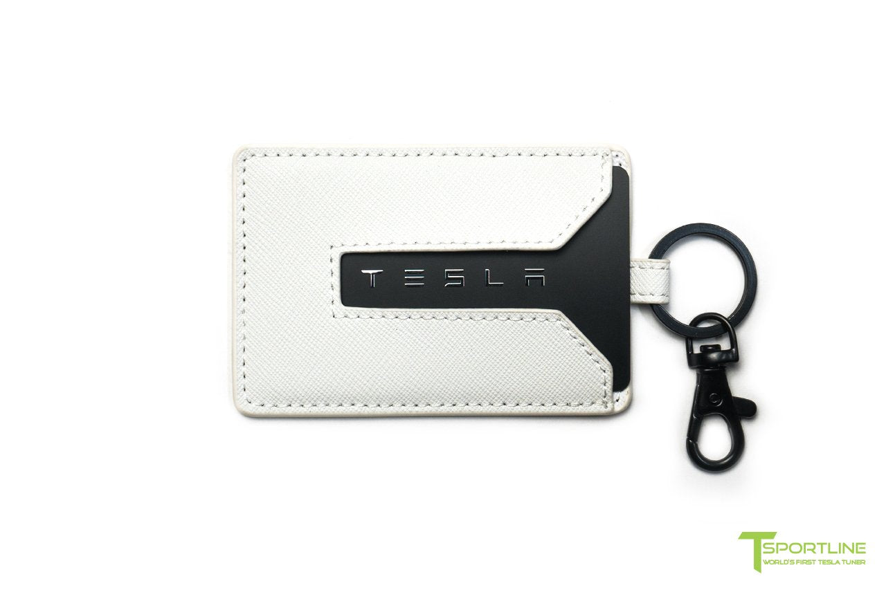 Key Card Holder For Tesla Model Y Light Leather Protect Scratch With  Keychain