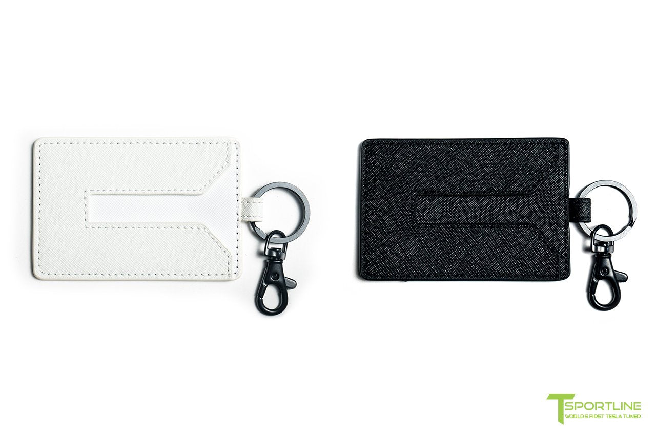 1EV Tesla Model 3 Leather Key Card Holder (Set of 2) Blue / Black