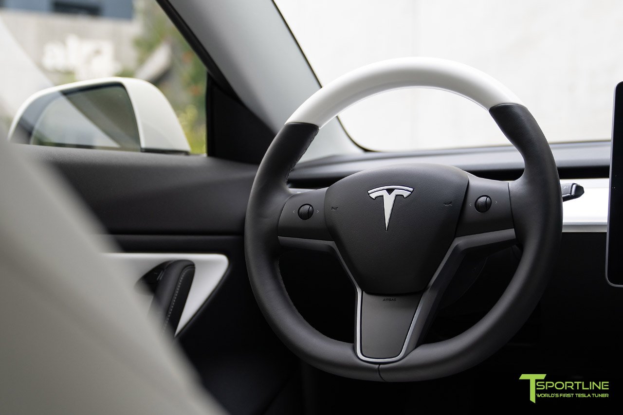 1EV Tesla Model 3 Premium White Steering Wheel