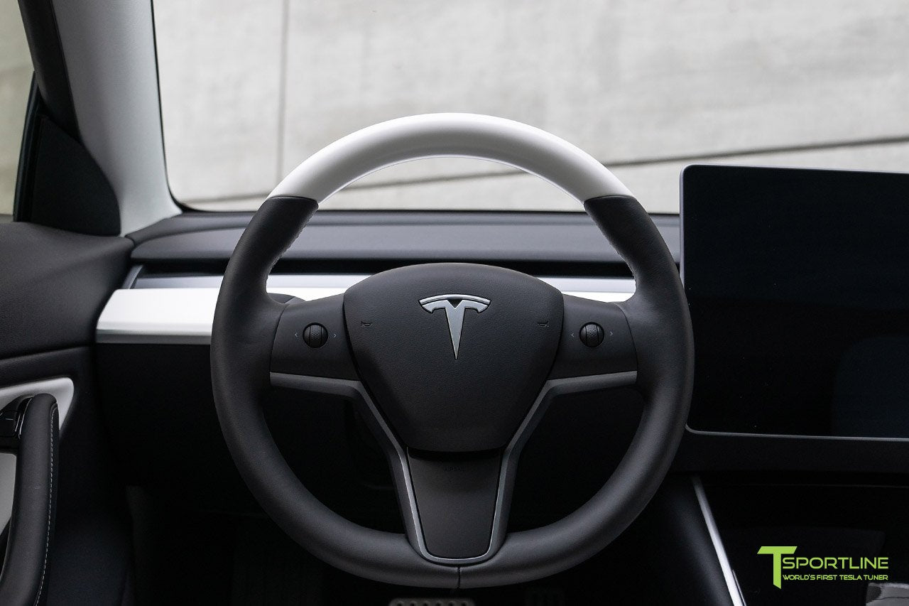 1EV Tesla Model 3 Premium White Steering Wheel