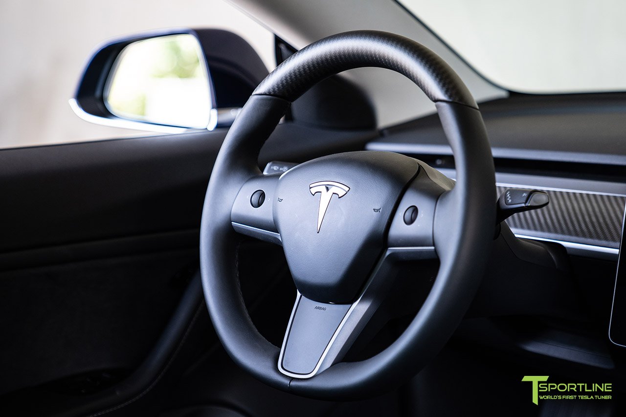 1EV Tesla Model 3 Matte Carbon Fiber Steering Wheel