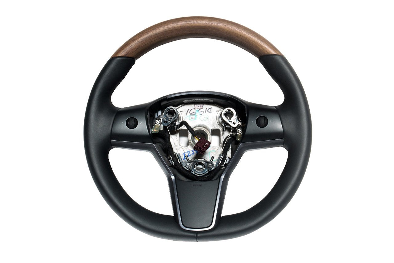 1EV Tesla Model 3 Open Pore Wood Steering Wheel