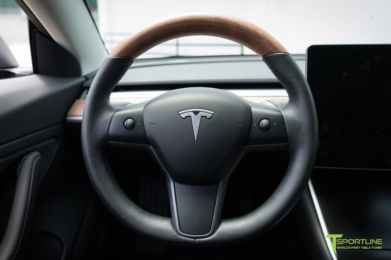 1EV Tesla Model 3 Open Pore Wood Steering Wheel