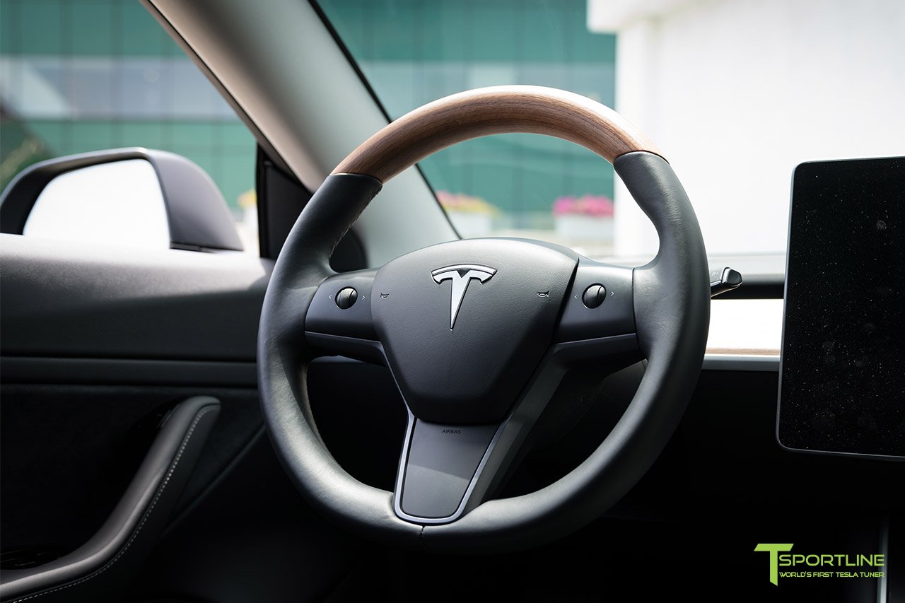 1EV Tesla Model 3 Open Pore Wood Steering Wheel