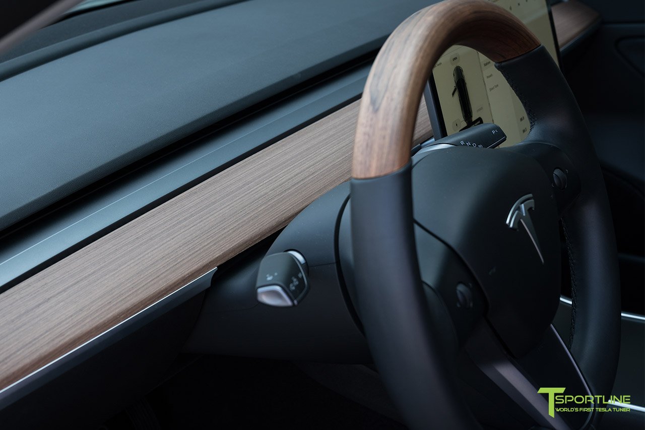 1EV Tesla Model 3 Open Pore Wood Steering Wheel