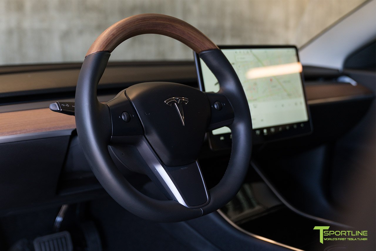 1EV Tesla Model 3 Open Pore Wood Steering Wheel