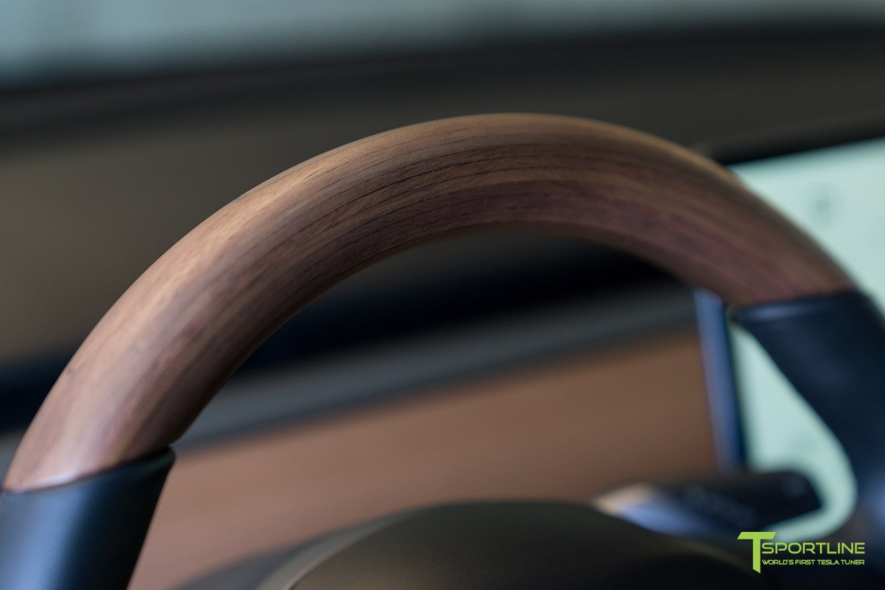 1EV Tesla Model 3 Open Pore Wood Steering Wheel